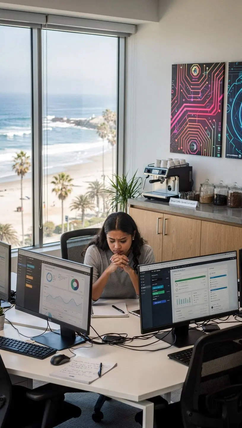 Illustration of interconnected software icons representing automated workflow integration.