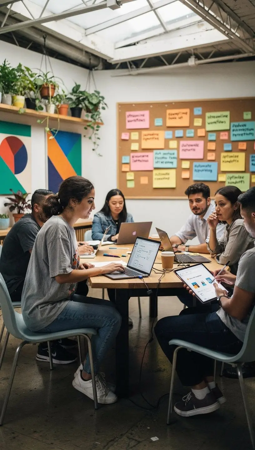 Graphic depicting a digital dashboard with real-time workflow monitoring and performance metrics.